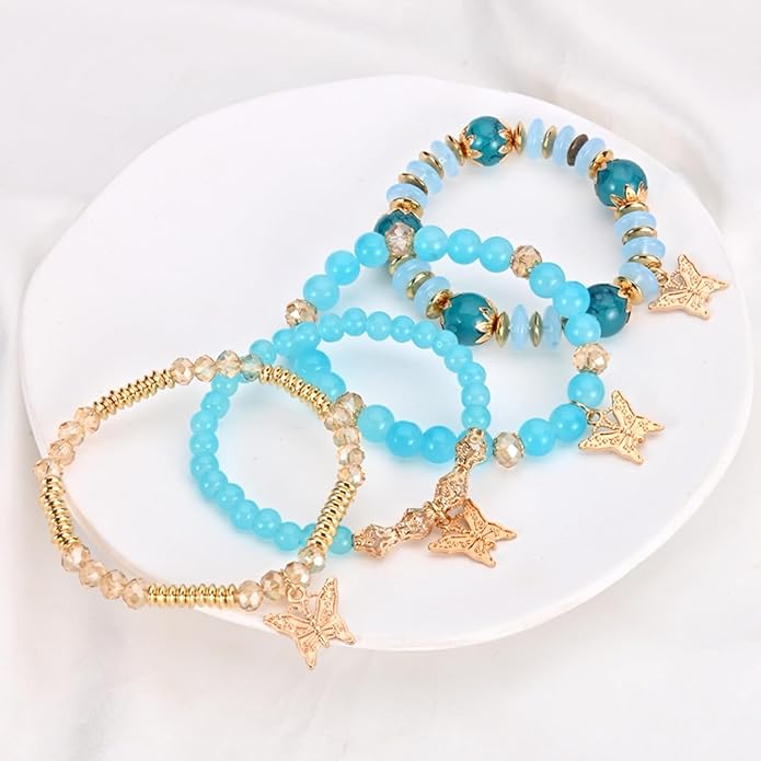 Bohemian Bracelet Sets for Women - 6 Sets Stackable Stretch Bracelets Multi-color Boho Jewelry for Women Hippie Bracelets Dainty Jewelry