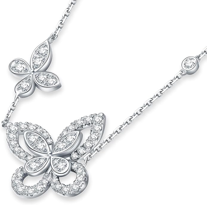 Lab Grown Diamond Necklace, Solid 925 Sterling Silver with Round Cut, Fine Jewelry for Women Anniversary Birthday Valentine’s Day Gifts