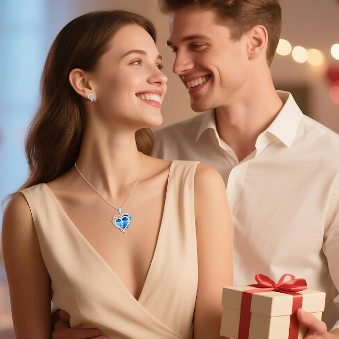 PELOVNY Rose Heart Initial Necklaces for Women S925 Sterling Silver Alphabet Letter Crystal Necklace Initial Pendant Jewelry Gifts for Mom Daughter Wife