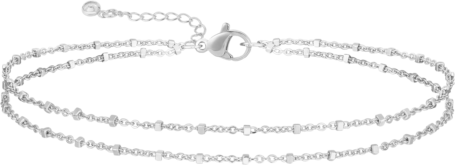 MIDEEO Gold/Silver Ankle Bracelets for Women,14K Gold Anklets for Women Waterproof Cuban Link Heart Beads Herringbone Rhinestone Anklets Set Layered Anklet Bracelets for Women Gold Jewelry Gift