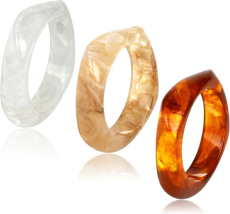 Chunky Acrylic Bracelets for Women -4Pcs Trendy Chunky Bangle Fashion Big Stackable Bangles Set, Trendy Cuff Bracelet Stack Fashion Womens Jewelry Gifts