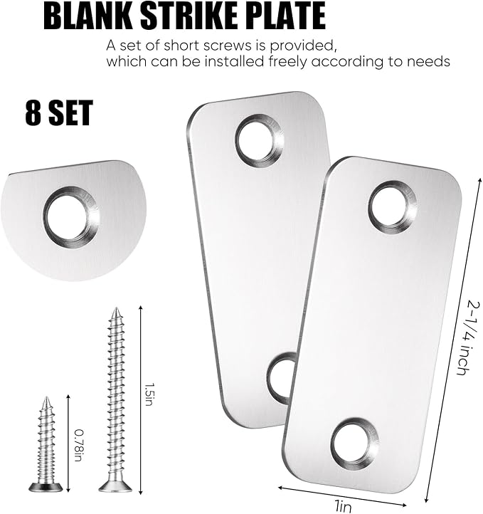 Blulu 8 Set Door Hole Cover Plate Blank Strike Filler Plate, Increase Home - Image 2