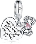 925 Sterling Silver Charms Fit Pandora Charms Bracelet God Has You In His Arms I Have You In My Heart Fit Wife Daughter Mother's Day Christmas Birthday Gift