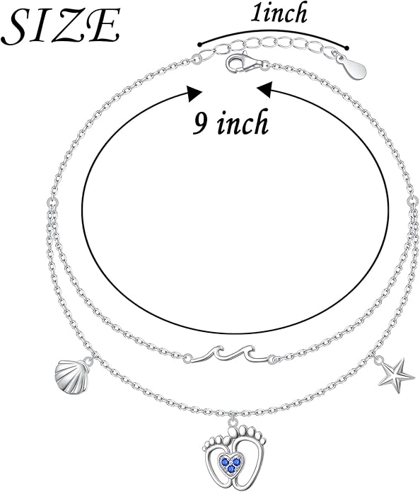 S925 Sterling Silver Anklets Adjustable Beach Foot Ankle Bracelet Jewelry Gifts For Women Girls