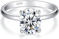 IMOLOVE Solitaire Moissanite Engagement Ring, 1CT D Color VVS1 Clarity, 925 Sterling Silver with 18K White Gold Plated, Ideal Gift for Women