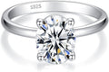 IMOLOVE Solitaire Moissanite Engagement Ring, 1CT D Color VVS1 Clarity, 925 Sterling Silver with 18K White Gold Plated, Ideal Gift for Women