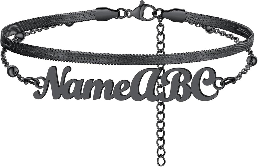 FindChic Custom Ankle Bracelets for Women, Stainless Steel Figaro/Cuban/Wheat/Rope/Herringbone Chain Anklets, Beach Foot Jewelry 8.5''-10.5'' Adjustable & Waterproof, with Gift Box