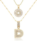 Letter Necklace 14k Gold Plated Bling Dainty Necklaces Trendy Chunky Custom Name Necklace Personalized Round Circle Pendant Zirconia Letters Name Crystal Jewelry Gifts for Women