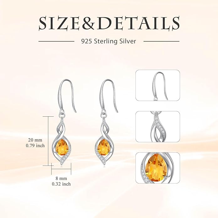Birthstone Earrings for Women 925 Sterling Silver Infinity Love Jewelry Valentines Day Birthday Gifts for Her Mom Wife Girlfriend
