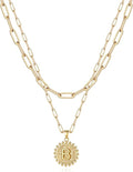 Yoosteel Valentines Gifts for Women Her - Gold Layered Initial Necklaces for Women 14K Gold Plated Dainty Layering Paperclip Link Chain Necklace Coin Initial Necklace Birthday Gifts for Teen Girls
