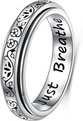 Ladytree Anxiety Relieve Rings 925 Sterling Silver Spinner Fidget Ring Worry Stress Relieving Boredom ADHD Autism Ring Platinum Plated Jewelry Birthday Gifts for Women Men