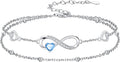 Dorunmo Infinity Heart Anklet Bracelet for Women 925 Sterling Silver Adjustable Infinity Birthstone Bracelet Friendship Jewelry Gifts for Women Birthday Christmas