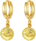 XYJZXY Gold Huggie Small Hoop Earrings with Charm Personalized Snake/Evil Eye/Star/Cross/Lock/Key 18k Gold Plated Crystal Drop Dangle Earrings for Women