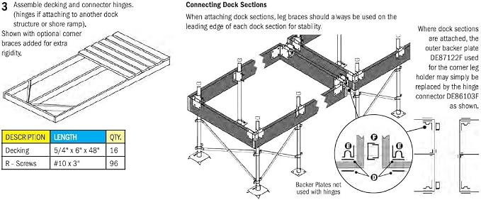 Dock Edge Stationary Dock Corner Leg Brace Holder, Galvanized, 7/16" Holes - Image 5