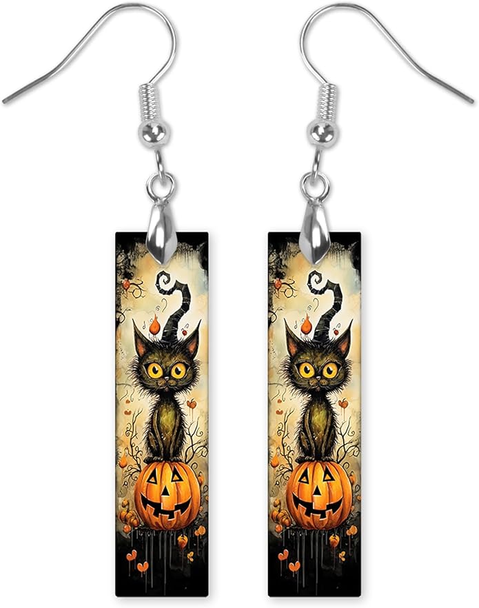Earrings Handmade Bar Wood Earrings Light Weight Printed Image Dangle Earring Jewelry
