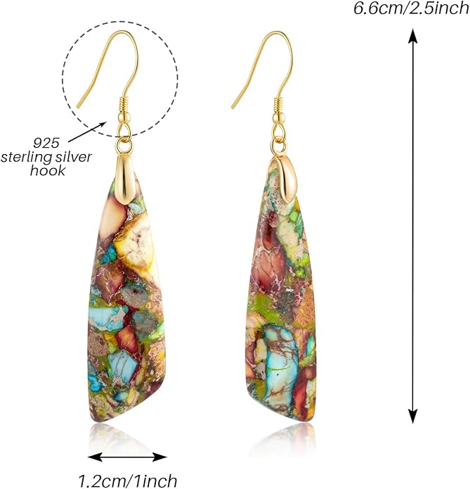 SELOVO Jasper Stone Earrings for Women Trendy Dangle Earrings Fishhook Drop Earrings