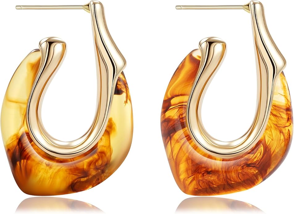 Acrylic Hoop Earrings Chunky Huggie Statement Vintage Earrings Cute Resin Drop Earring Trendy Jewelry Gifts for Women
