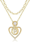 Heart Letter Necklaces for Women 14K Gold Plated Cubic Zirconia Heart Initial Layered Necklace Infinity Pendant Necklace Letter Initial Jewelry for Women