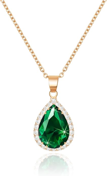 Linawe Crystal Chain Necklace for Women Trendy, Imitation Diamond Pendant, Statement Cubic Zirconia Boho Jewelry Set, 14K Gold/Rose Gold/Silver Birthstone Necklace