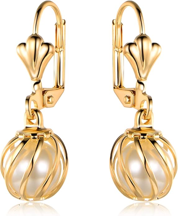 Barzel 18K Gold Plated Pearl Dangling Drop Earrings