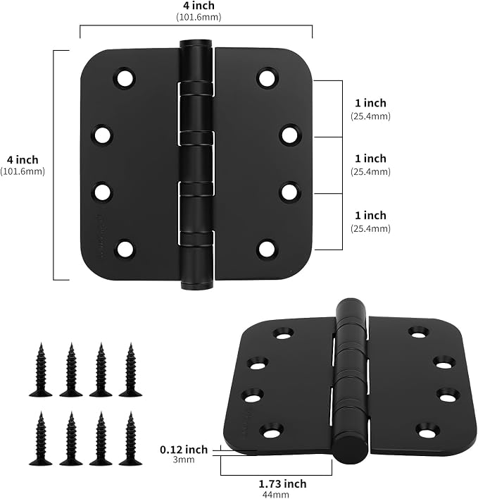 goldenwarm 6 Pack 4'' Black Ball Bearing Door Hinges – Heavy Duty Stainless - Image 2