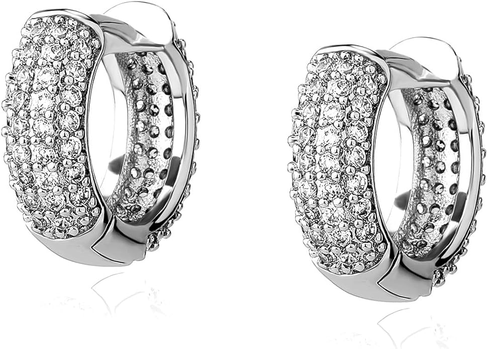 Solid Gold over S925 Sterling Silver 4-Row Moissanite Cuff Earrings, Seamless Huggie Design, Trendy Gift for Fashion-Forward Friends