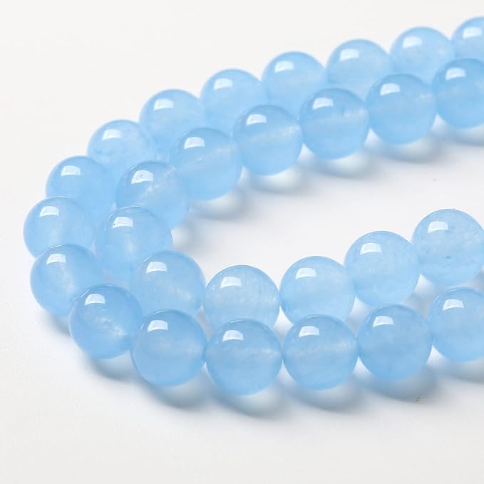 10mm 38pcs Blue Natural Chalcedony Aquamarines Stone Beads for Jewelry Making Round Jades Beads DIY Bracelet Accessories