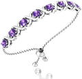 Birthstone Bangle Bracelet for Women Classic Beautiful 925 Sterling Silver Sparkling Gemstone XO Bolo Tennis Bracelet Fine Wrist Jewelry 4.2 Ct, 11"