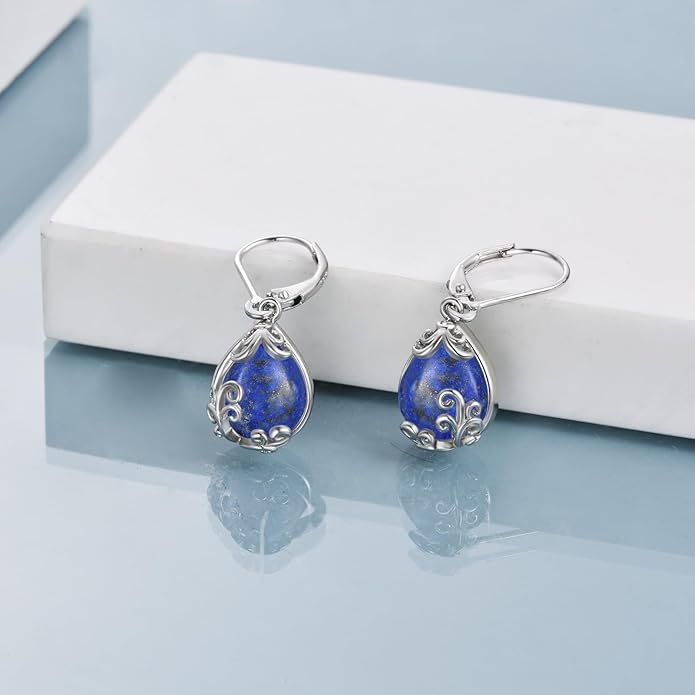POPLYKE Celtic Filigree Teardrop Drop Dangle Earrings Sterling Silver Leverback Earrings Jewelry for Women