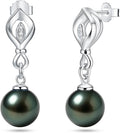 Genunie Tahitian Black Pearl Earrings, 9-11mm AAAA Natural Ocean-Grown Pearls with Sterling Silver Moissanite Earring, Anniversary Wedding Birthday Christmas Gift for Wife Mom Daughter, Women Jewelry
