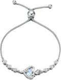 AGVANA Valentines Day Gifts Rosy Reverie Birthstone Bracelet for Women Sterling Silver Genuine or Created Gemstone Tennis Bracelet Rose Heart Jewelry Anniversary Birthday Gifts for Women Mom Wife Her