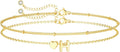 DEARMAY Dainty Initial Heart 14K Gold Plated Bracelets for Women Trendy, Letter Charm Bracelet Jewelry Cute Simple Fashion Chain Gift