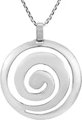 AeraVida Modern Geometric Round Swirl Maze Pendant Necklace – .925 Sterling Silver Abstract Cut-Out Design on 18-Inch Cable Chain with Round Spring Ring Clasp, Polished Finish