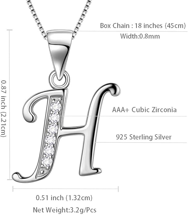 Aurora Tears Letter Necklace Initial 925 Sterling Silver Alphabet Pendant Crystal Name Gift Women Cubic Zirconia Jewelry