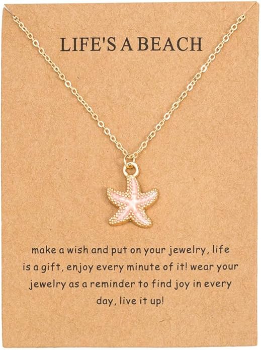6Pcs Gold Beach Starfish Necklace Set for Women Cute Beachy Hawaii Star Fish Bulk Necklaces Pack Trendy Hawaiian Friendship Matching Jewelry Accessories