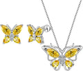 Aurora Tears Butterfly Jewelry,Women 925 Sterling Silver Butterflies Birthstone Pendant Necklace/Earrings/Rings Wedding Gift