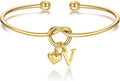 M MOOHAM Valentines Gifts for Her Teen Girls - Knot Initial Bracelets for Women Bridesmaids Proposal Gift Bridesmaid Gift Heart Initial Bracelet Friendship Bracelets Valentines Gifts for Women Sister