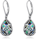 Animal Earrings 925 Sterling Silver Abalone Shell Dangle Drop Earrings Leverback Earrings Cute Animal Jewelry Gifts for Women Girlfriend