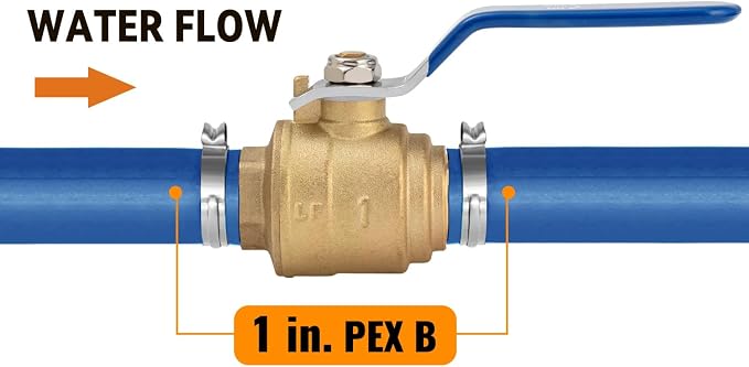 1-PCS PEX Ball Valve 1", Full Port Shut Off Valve 1/4 Turn | Brass - Image 4