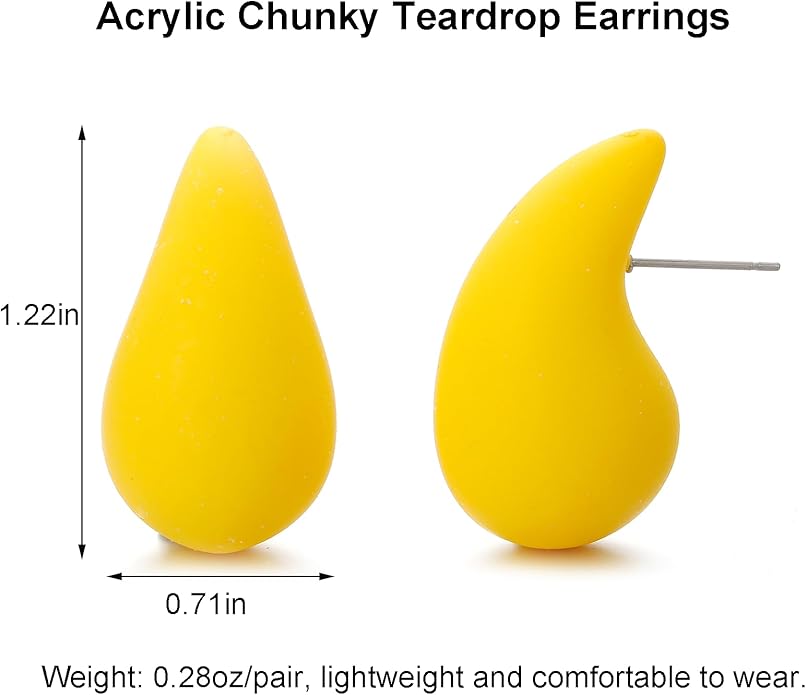Chunky Acrylic Hoop Earrings, Lightweight Waterdrop Hoops Earrings, Hypoallergenic Trendy Jewelry for Women