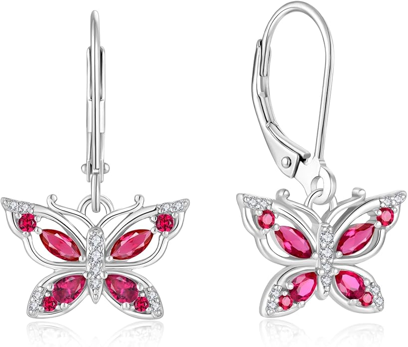 Women's Butterfly Leverback Dangle Earrings 925 Sterling Silver 5A Cubic Zirconia Jewelry for Valentine Mother's Day Birthday Gifts for Her