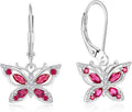 Women's Butterfly Leverback Dangle Earrings 925 Sterling Silver 5A Cubic Zirconia Jewelry for Valentine Mother's Day Birthday Gifts for Her