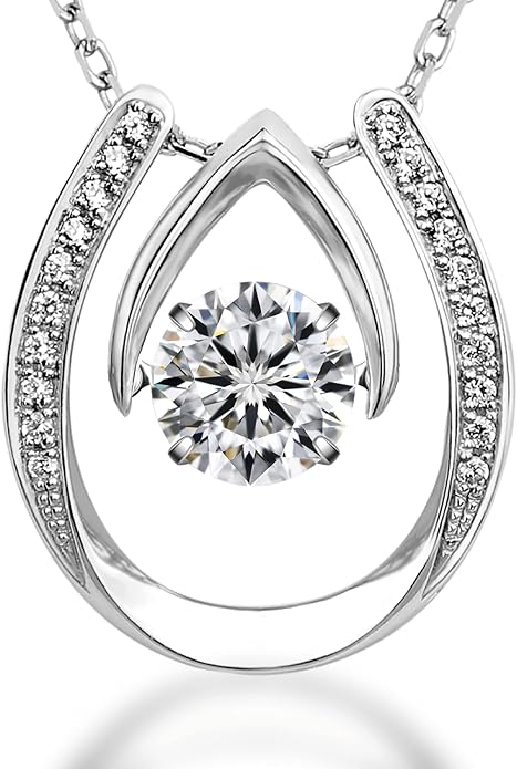 ARINZA Moissanite Necklace for Women, 1 Ct 925 Sterling Silver Dancing Diamond Pendant, 18+2 Inch Chain, Valentine’s Day Christmas Gift for Her, Wife, Mom, Anniversary, Birthday