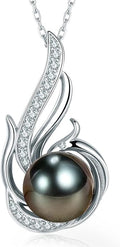 Tahitian Black Pearl Necklaces for Women 10-11mm - Pearl Necklace Phoenix Pendant | with 925 Sterling Silver 18" Chain - Christmas Mothers Day Valentine's Day Gifts For Women Wife Mom Grandma Girlfriend Daughter Her Best Friend Birthday Anniversary Fin...