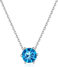 ChicSilver 925 Sterling Silver 12 Months Sparkling Round Cut Created Birthstone Pendant Necklace, 16 Inch Rolo Chain