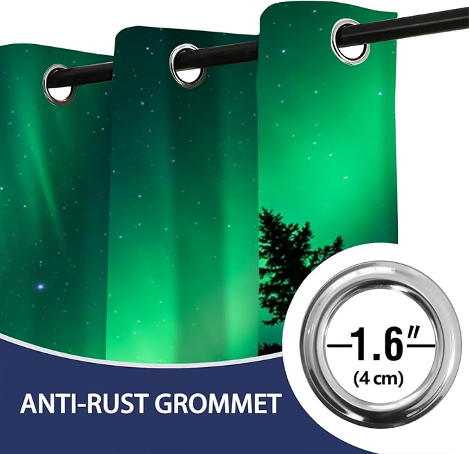 Forest Aurora Curtains, Coniferous Forest Silhouette Blackout Curtains 96 Inch - Image 7