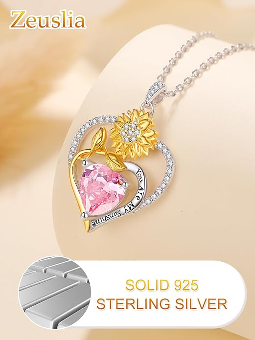 Valentine's Day Gifts for Wife 925 Sterling Silver Double Birthstone Pendant Necklaces I Love You for Always and Forever Necklace Anniversary Birthday Gifts for Wife Girlfriend Mom Her