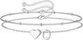 M MOOHAM Valentines Day Gifts for Kids Teen Girls -14K-Gold-Plated Heart Initial A-Z Bracelets for Women Girl Dainty Gold Bracelets Birthday Valentines Gifts for Women Her Teenage Girls Kid Teen Gift