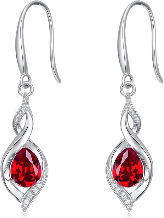 Birthstone Earrings for Women 925 Sterling Silver Infinity Love Jewelry Valentines Day Birthday Gifts for Her Mom Wife Girlfriend