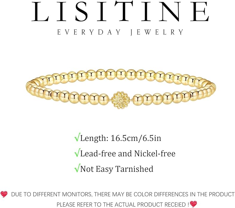 Gold Bracelets for Women 14K Gold Beaded Bracelets Stackable Bracelets for Women Gold Charm Bracelet Non Tarnish Gold Jewelry for Women Trendy